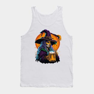 Halloween Witch With A Beer Mug Tank Top